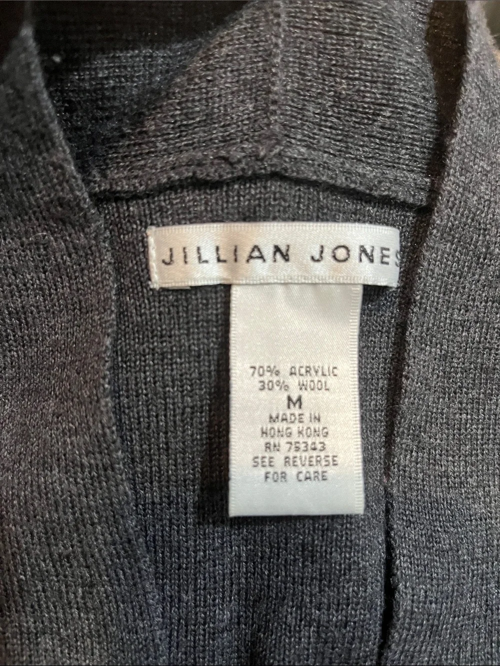 VINTAGE JILLIAN JONES ACRYLIC WOOL BLEND v NECK KNIT SWEATER VEST GRAY SIZE M